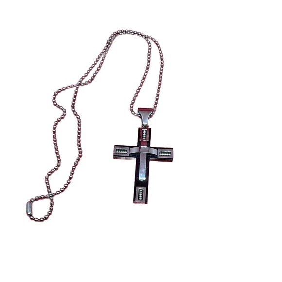 Zales Black Onyx and Stainless Steel Cross w/Chain 18” - Picture 10 of 10